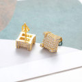 ECED Out Square Stud Ohrring für Männer und Frauen 18K Gold plattiert hypoallergen Hip Hop Cool Boys Juwely